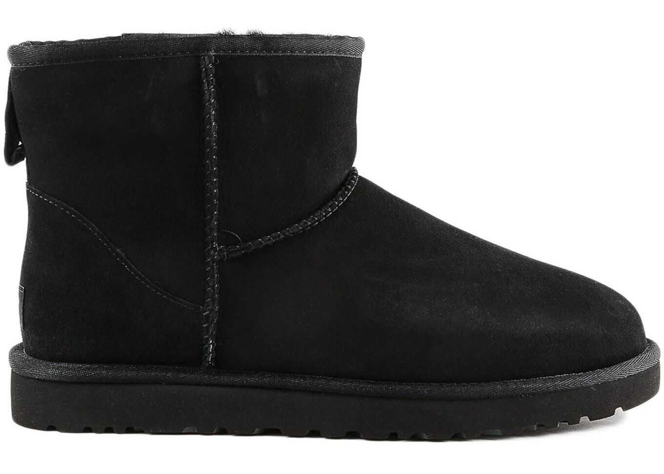 UGG Logo Detailed Soft Suede Ankle Boots In Black Black