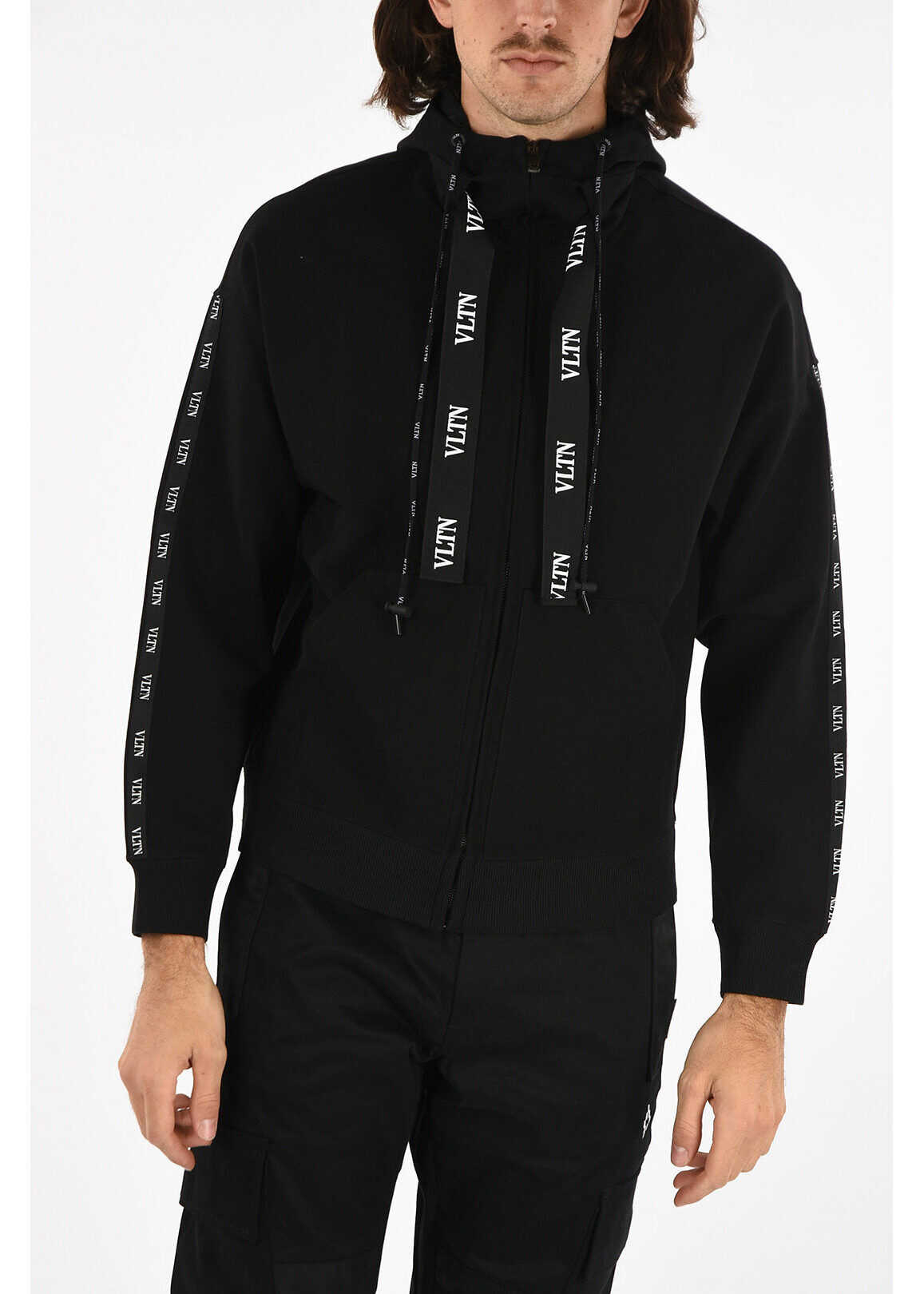 Valentino Garavani VLTN slim fit hoodie sweatshirt BLACK