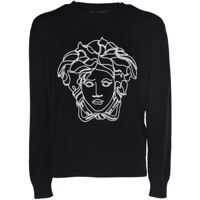 Pulovere casual Medusa Embroidery Sweater In Black Barbati