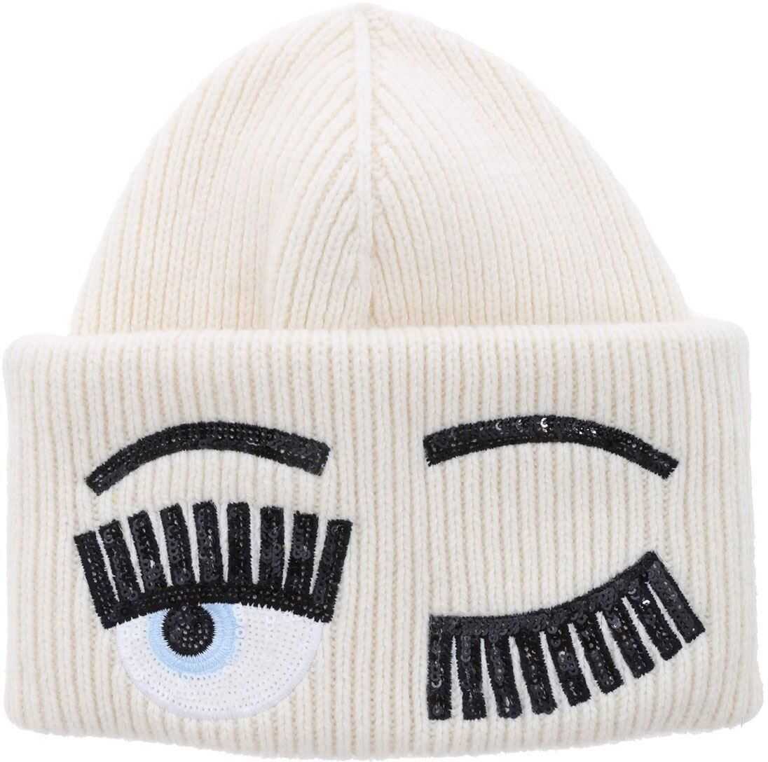 Chiara Ferragni Flirting Beanie In Ivory Color White