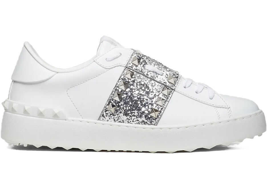 Valentino Garavani Glitter Rockstud Untitled Sneaker White