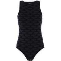 Body-uri Velvet Logo Pattern Bodysuit In Black Femei