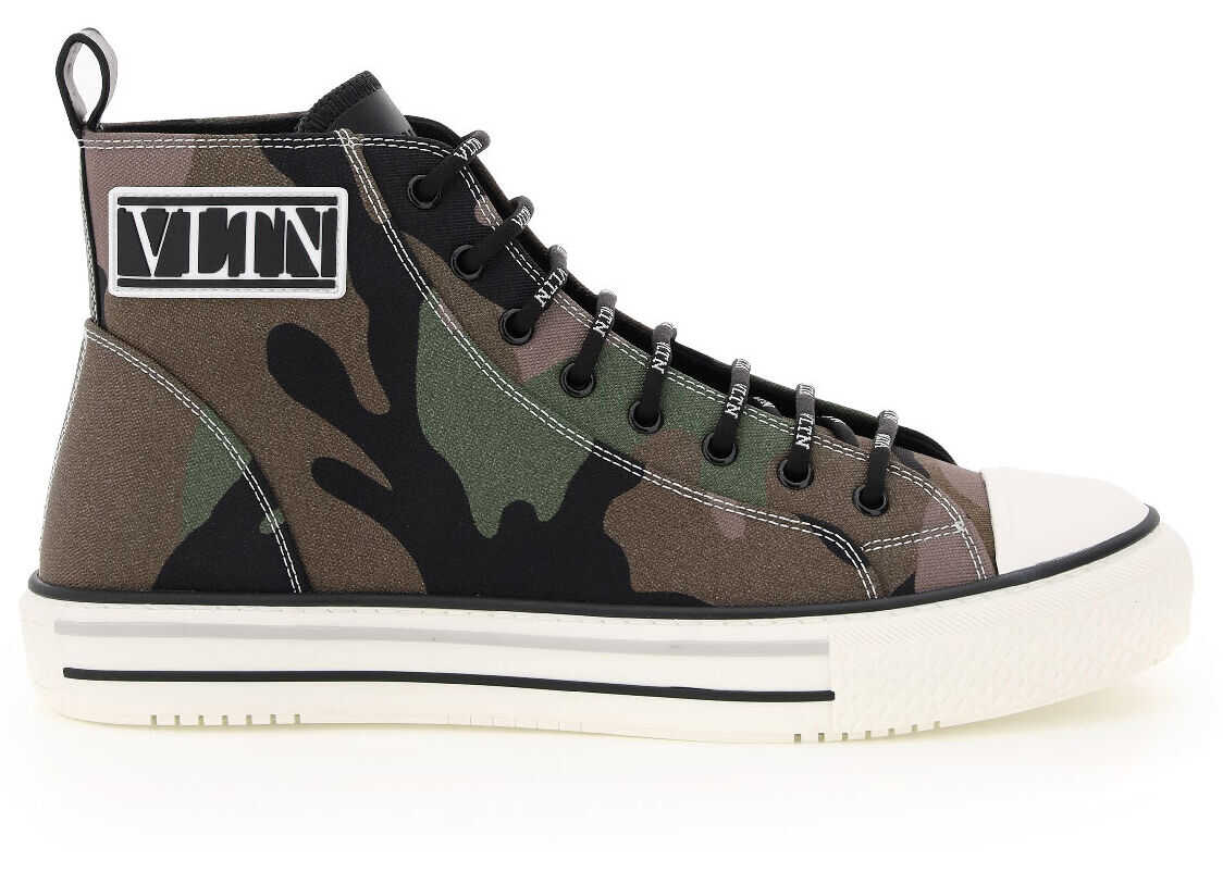 Valentino Garavani Vltn Giggies Camouflage High Top Sneaker UY2S0D51USG ARMY GREEN BRUSHWOOD NERO VERDE NERO BIA