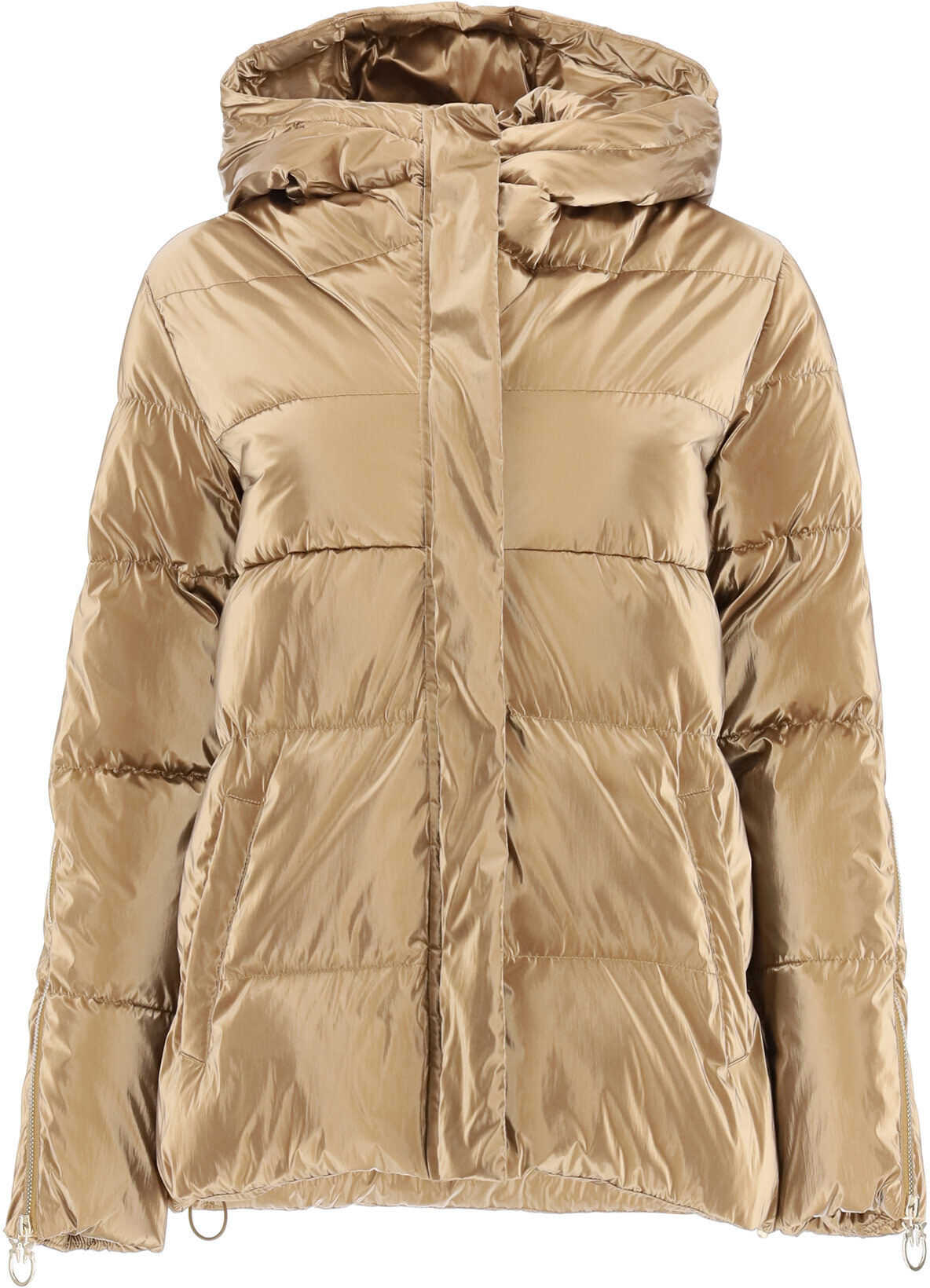 Pinko Savio Short Down Jacket Tecno Velvet MARRONE DIJON