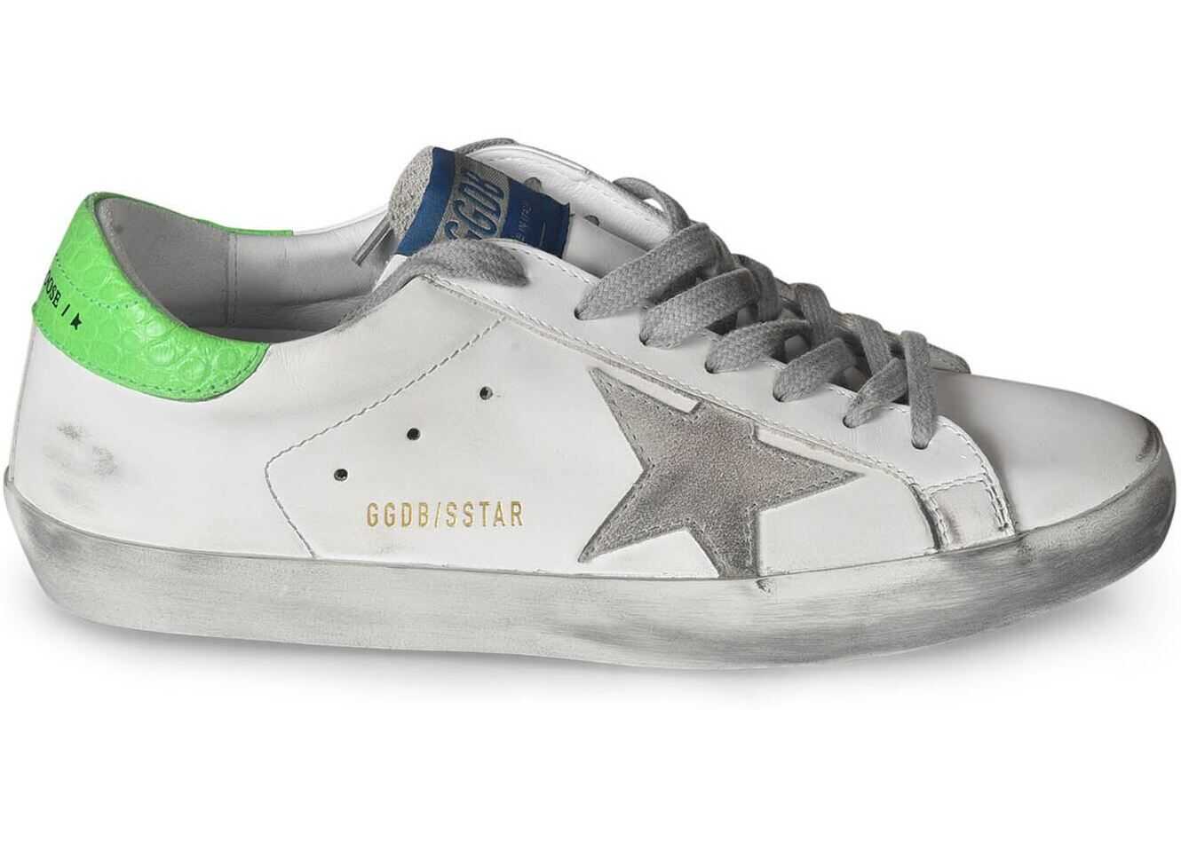 Golden Goose Superstar Sneakers With Fluo Green Heel Tab White