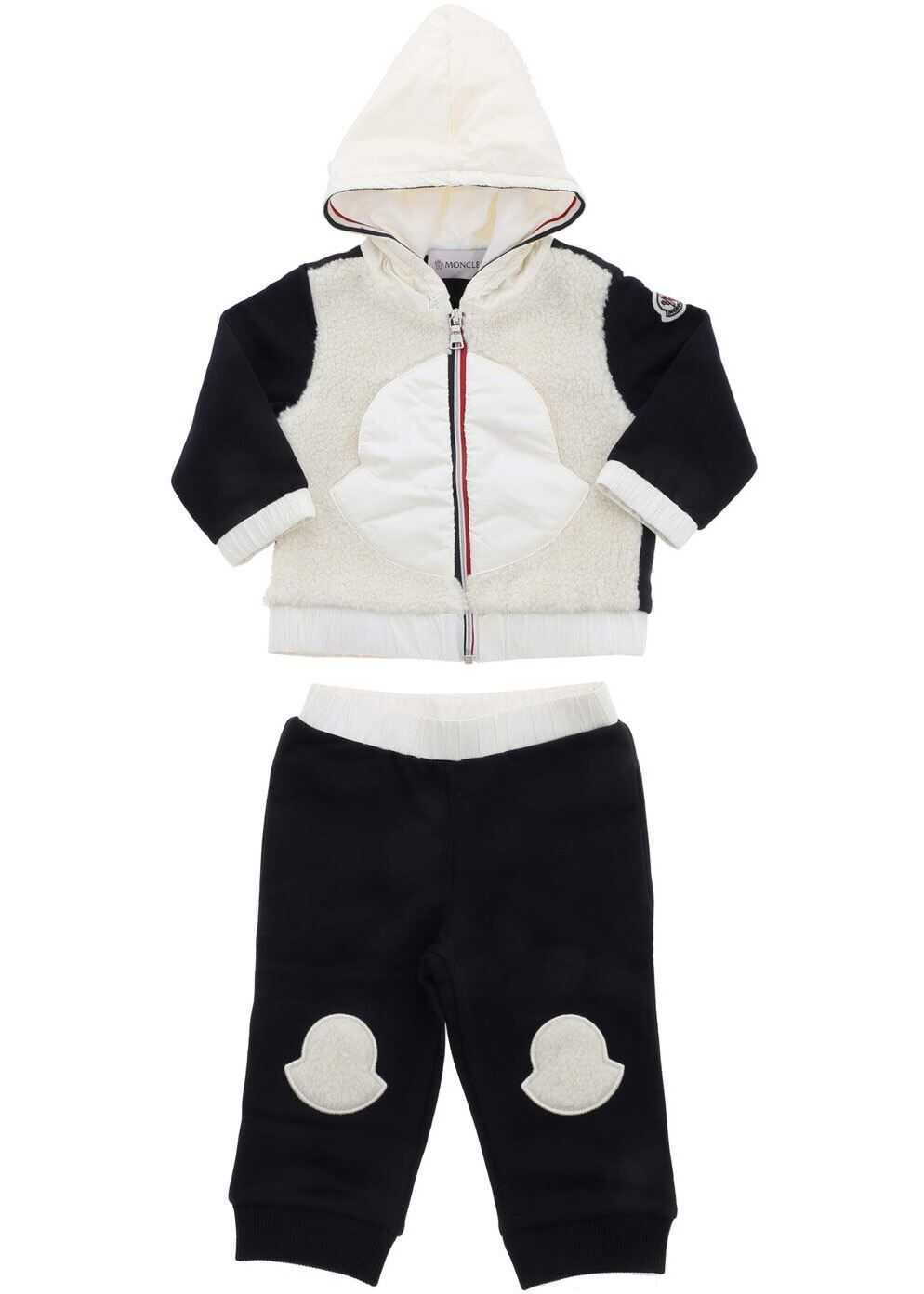 Moncler Kids Teddy Effect Detail Tracksuit In Blue Blue