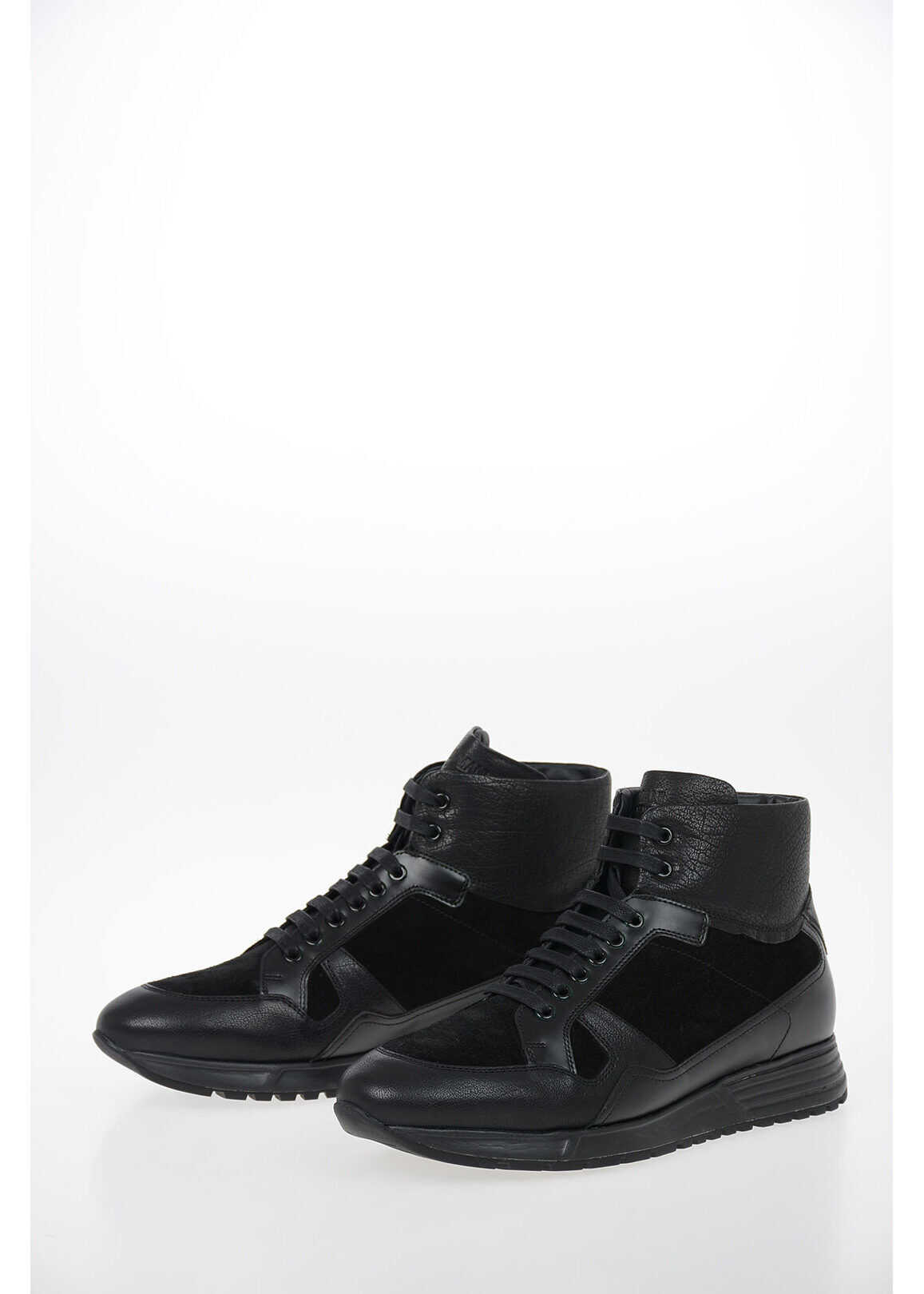 COLLEZIONI Suede Leather High Top Sneakers