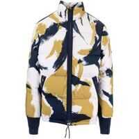 Geci de iarna Color Block Down Jacket In White Blue And Yellow Barbati