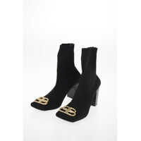 Botine Square Toe Fabric Booties 8cm Femei