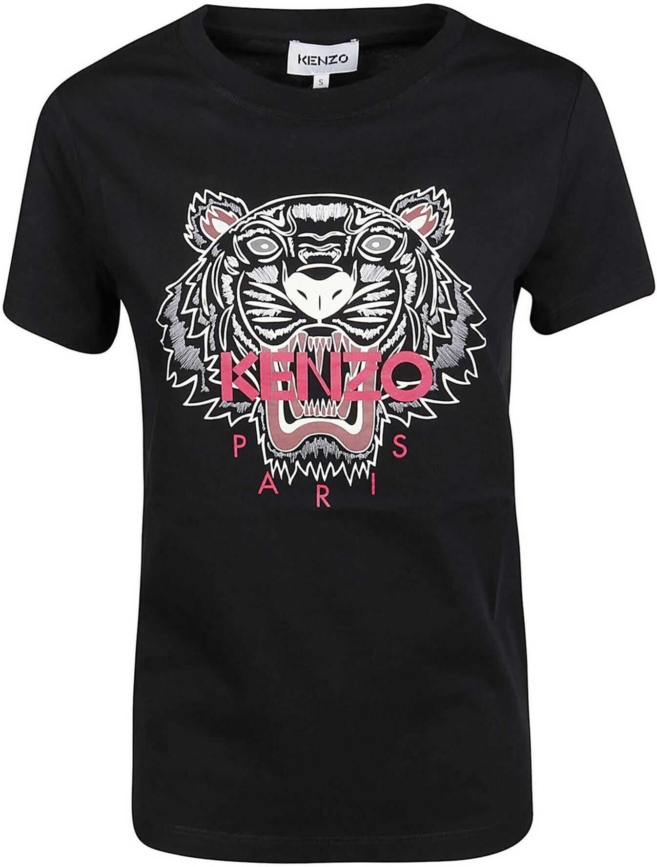 Kenzo Tiger Print T-Shirt In Black Black