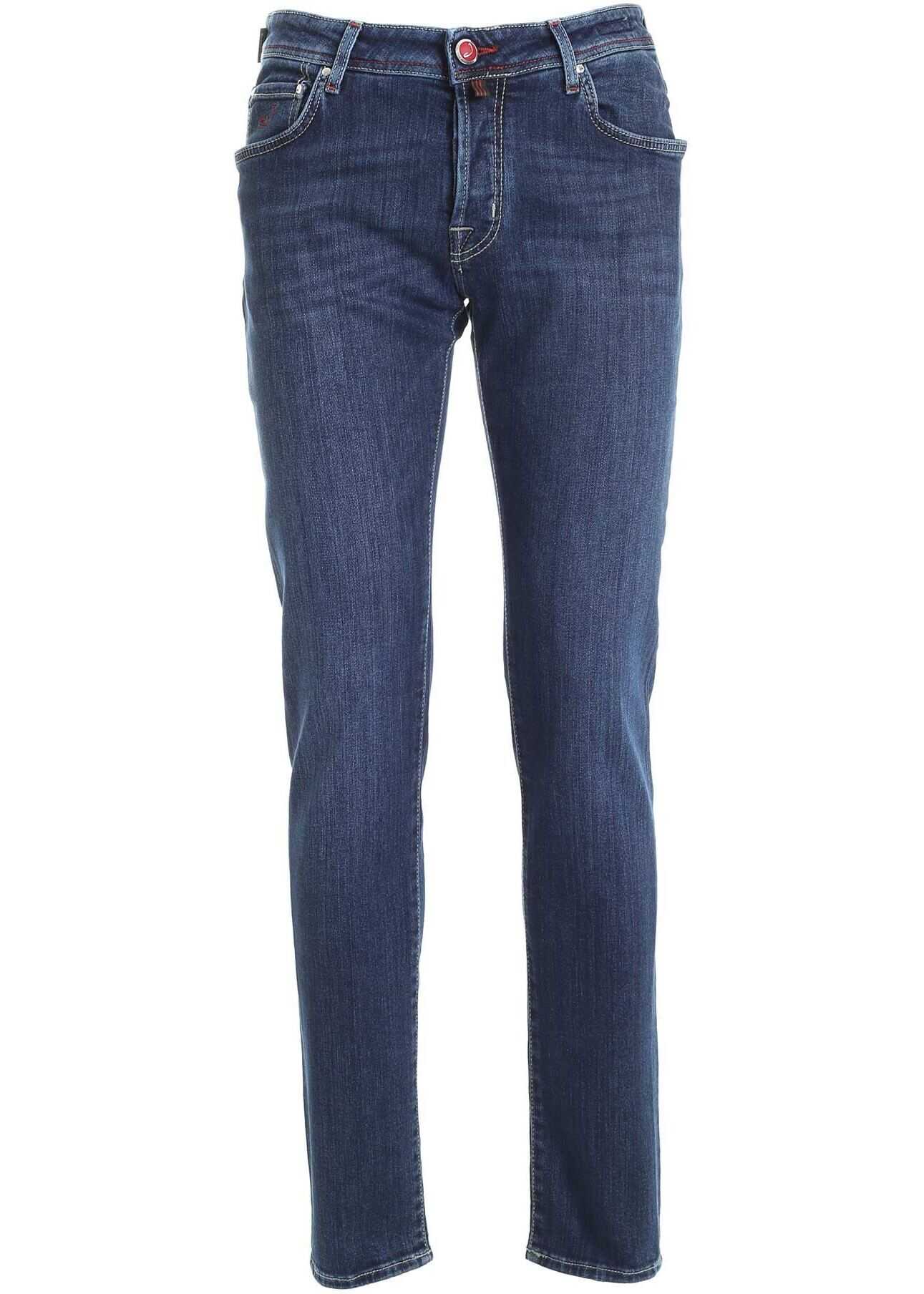 Jacob Cohen Jeans In Blue With Logo Label Blue
