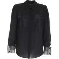 Camasi casual Black Shirt Featuring Front Pockets Femei