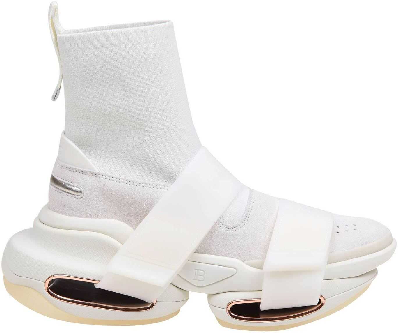 Balmain B-Bold Sneakers In White Fabric White