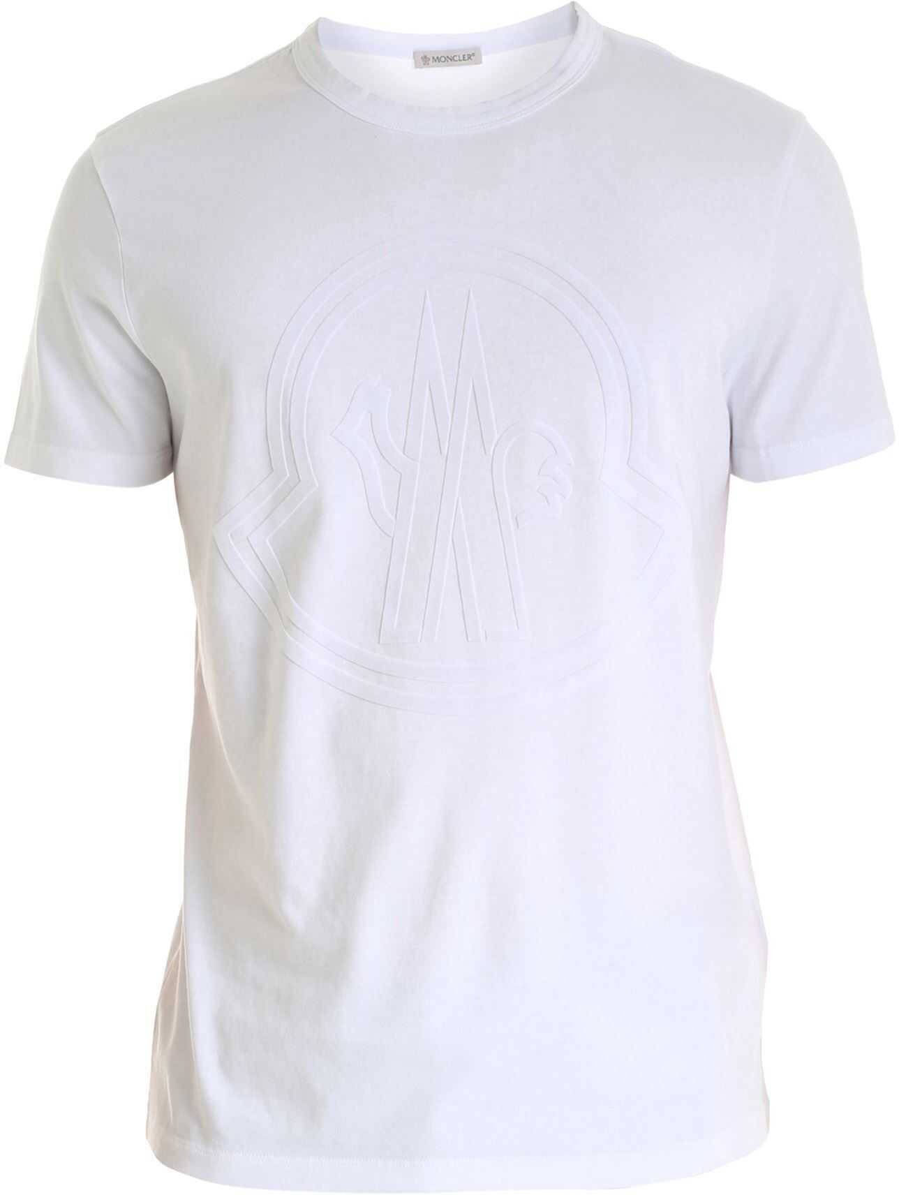Moncler Maxi Flock Logo Print T-Shirt In White* White