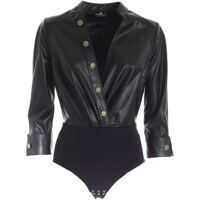 Bluze Synthetic Leather Body Suit In Black Femei
