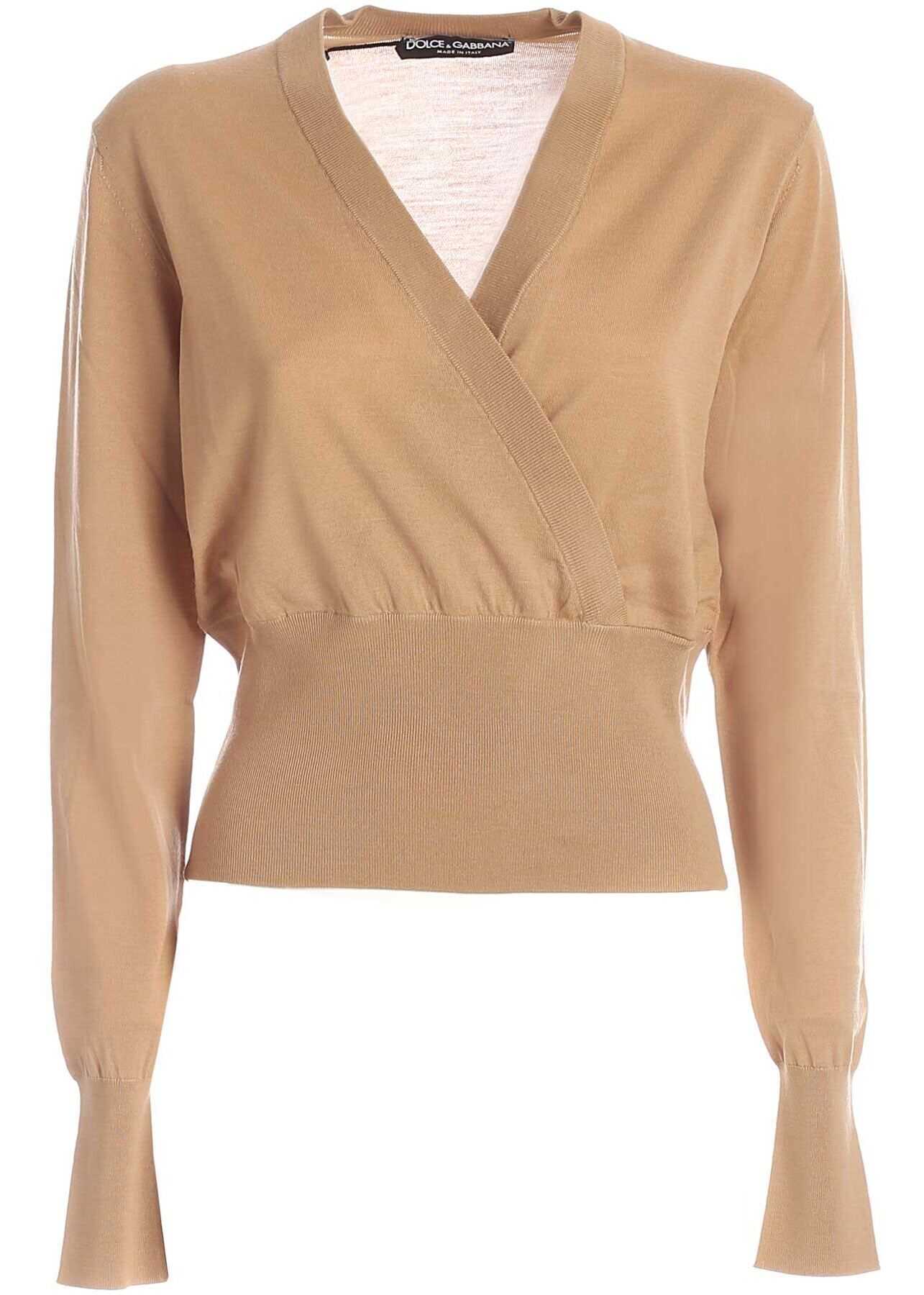 Crossover Crop Pullover In Beige