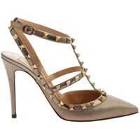 Pantofi cu toc Rockstud Metallic Pumps In Dove Grey Color Femei