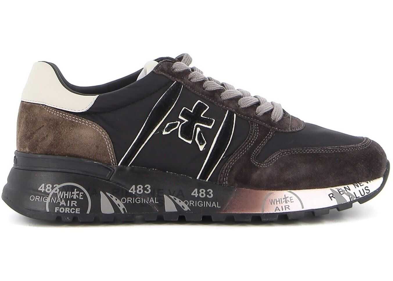 Premiata Lander Lace-Up Sneakers In Black Black