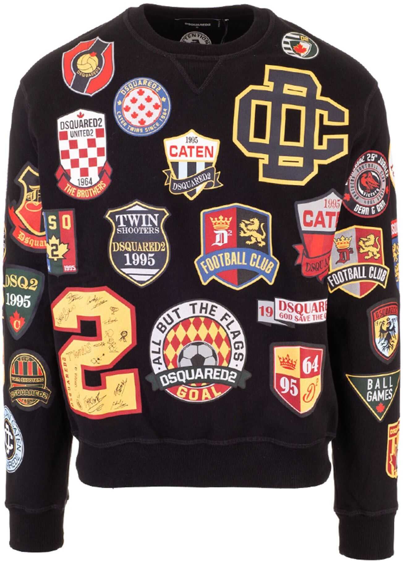 DSQUARED2 College Patch Crewneck Sweatshirt In Black Black