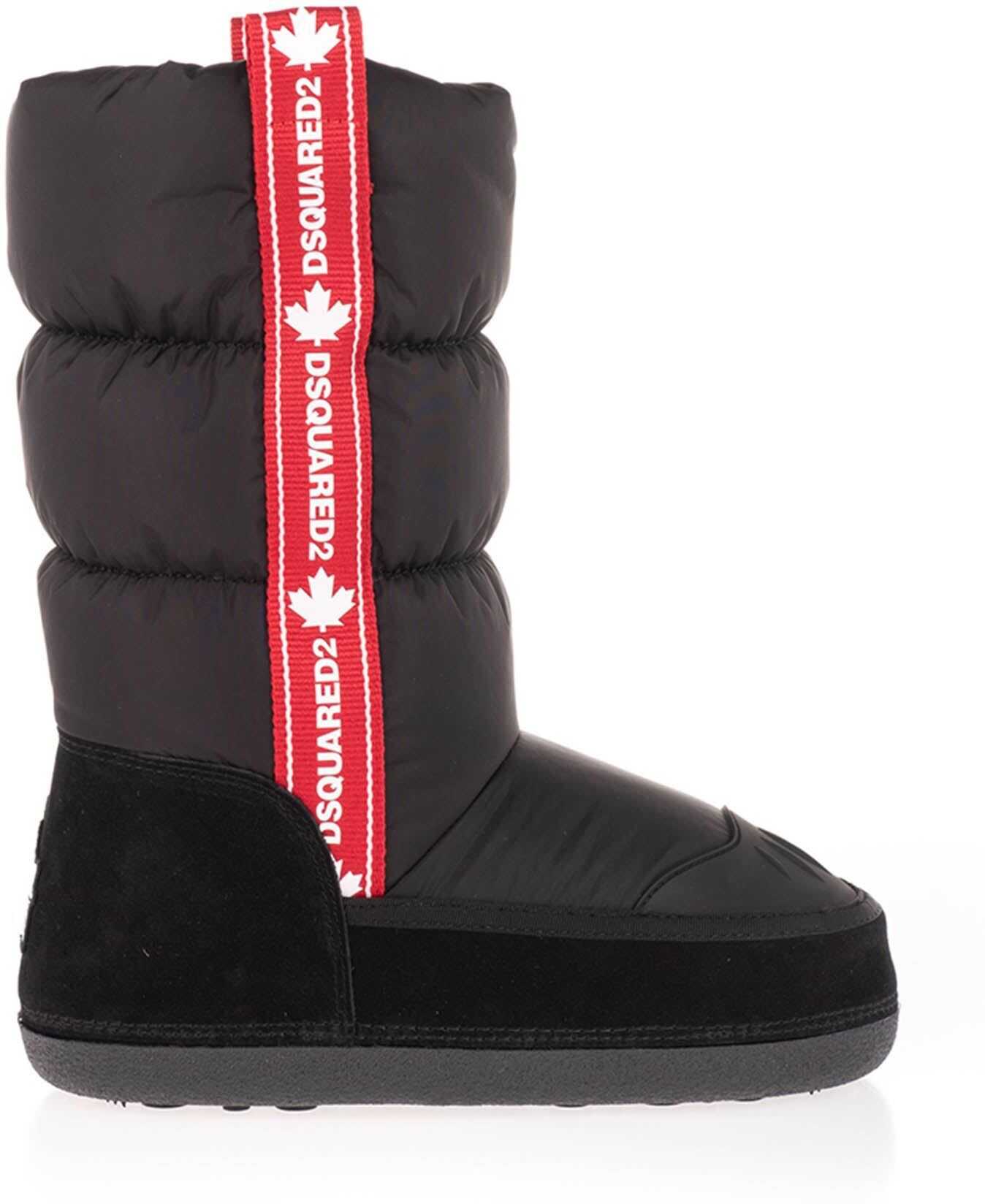 DSQUARED2 Snow Boots With Red Tape In Black Black