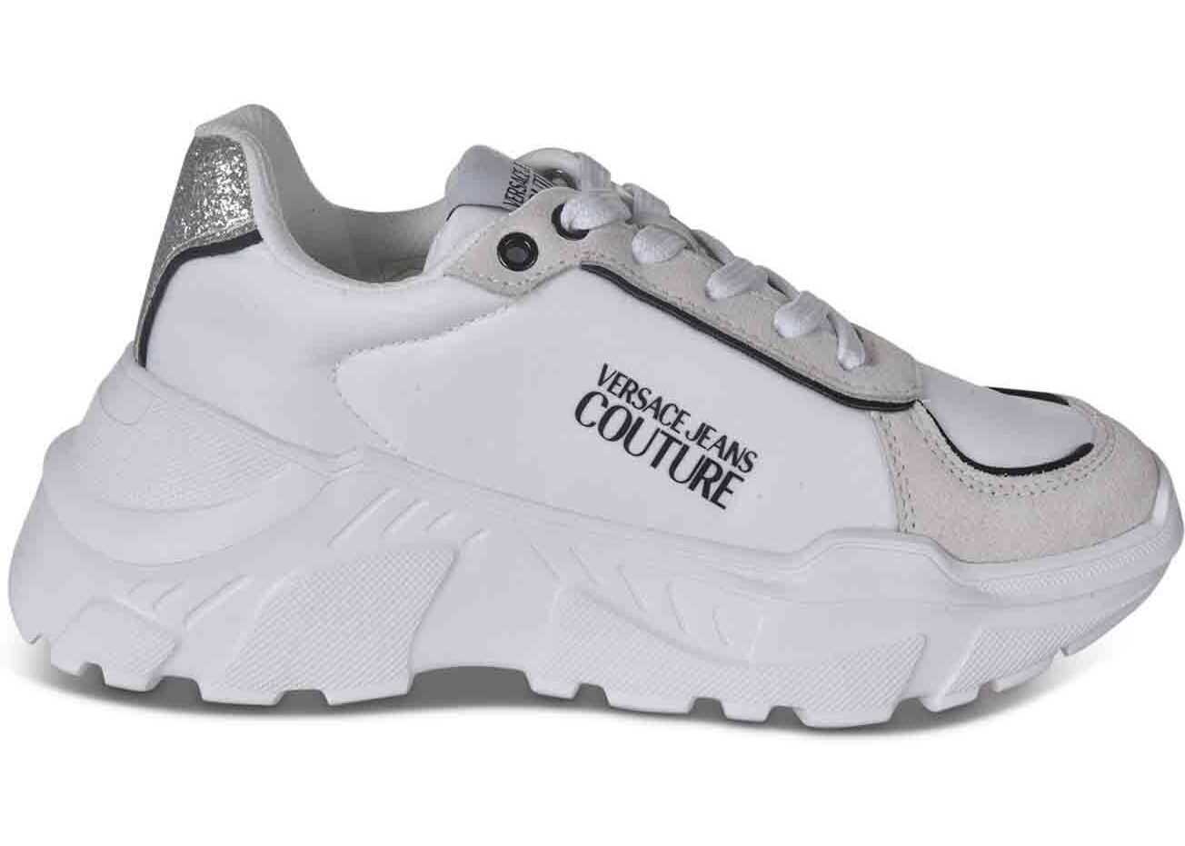 Versace Jeans Couture Sneakers In White With Glitter Detail White