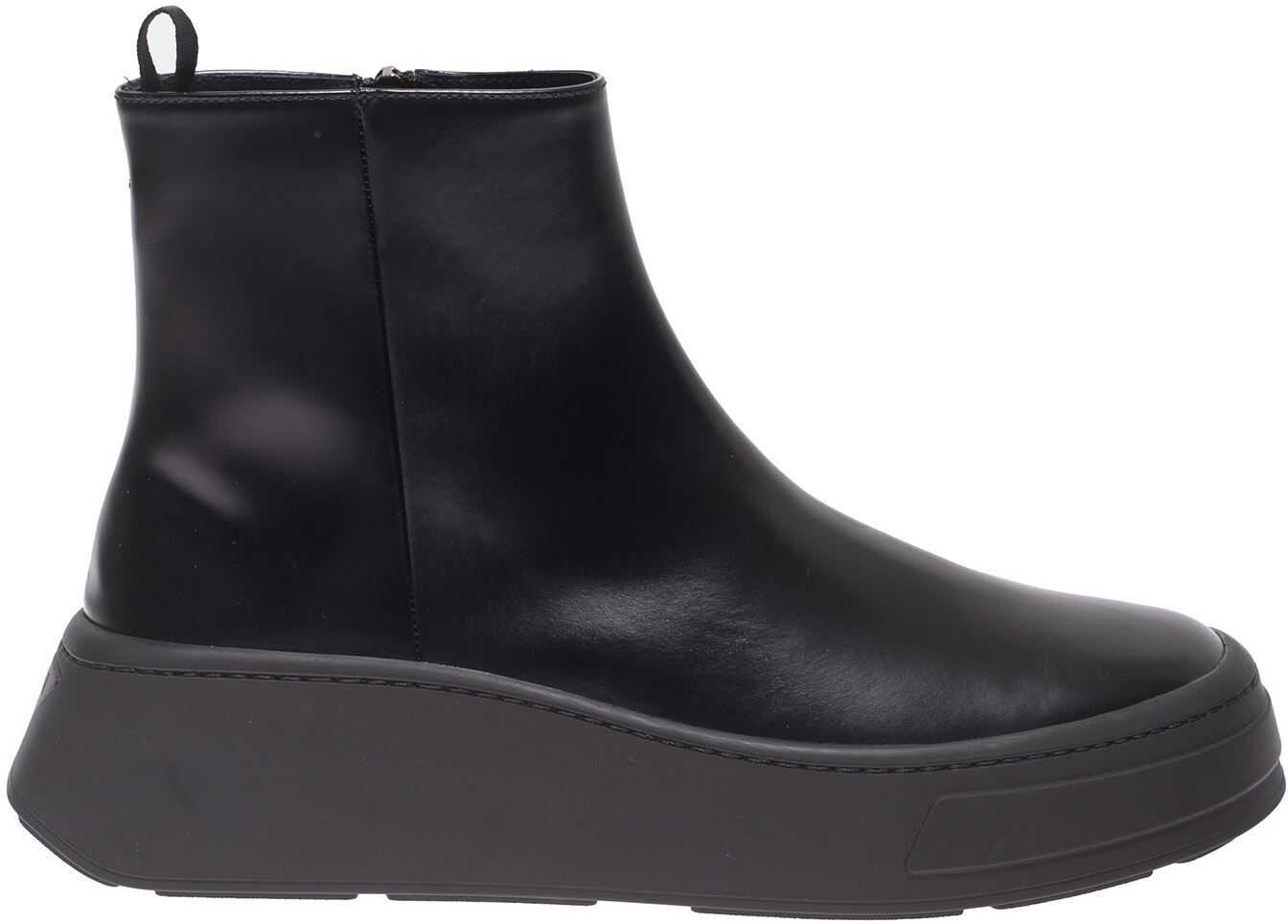 Prada Maxi Sole Ankle Boots In Black Black