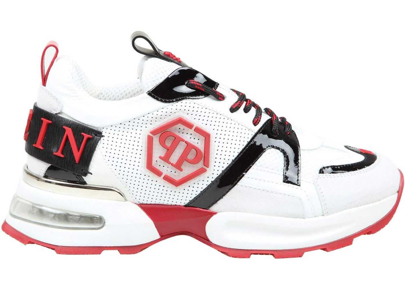 Philipp Plein Hexagon Sneakers In White And Red White
