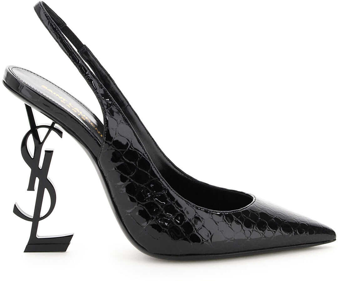Opyum 110 Crocodile Print Patent Slingback Pumps
