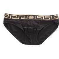 Chiloti Versace Bordo Greca Slips In Black