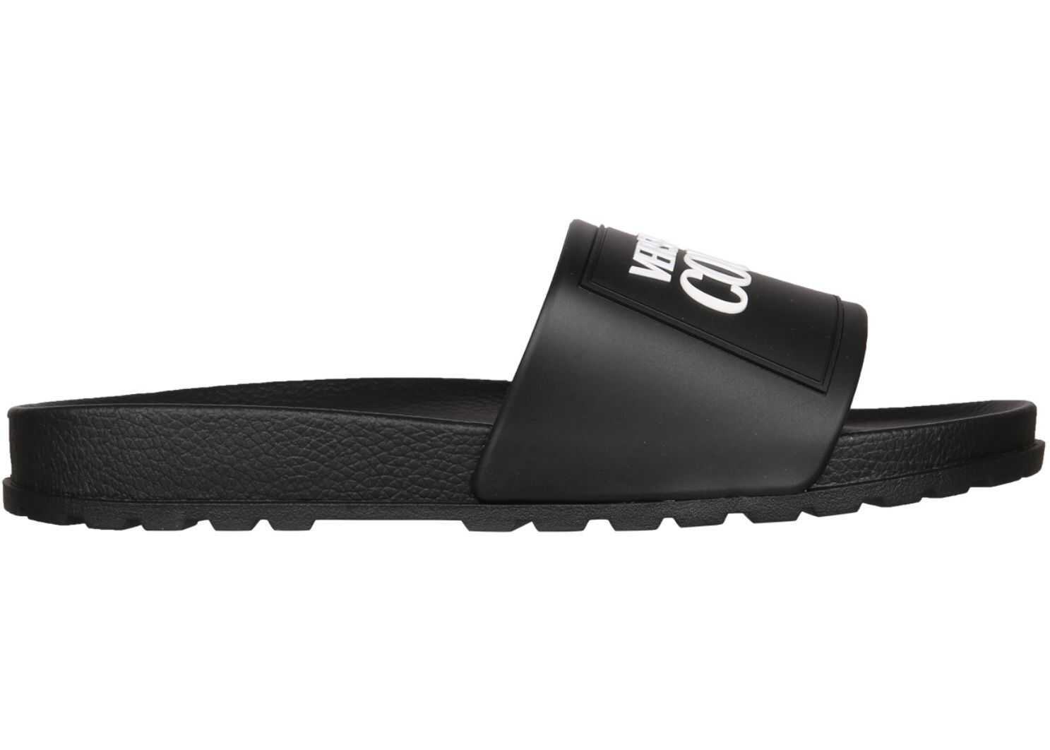 Versace Jeans Couture Slide Sandals With Logo BLACK