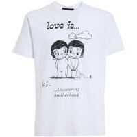 Tricouri Love Is Cotton T-Shirt In White Barbati