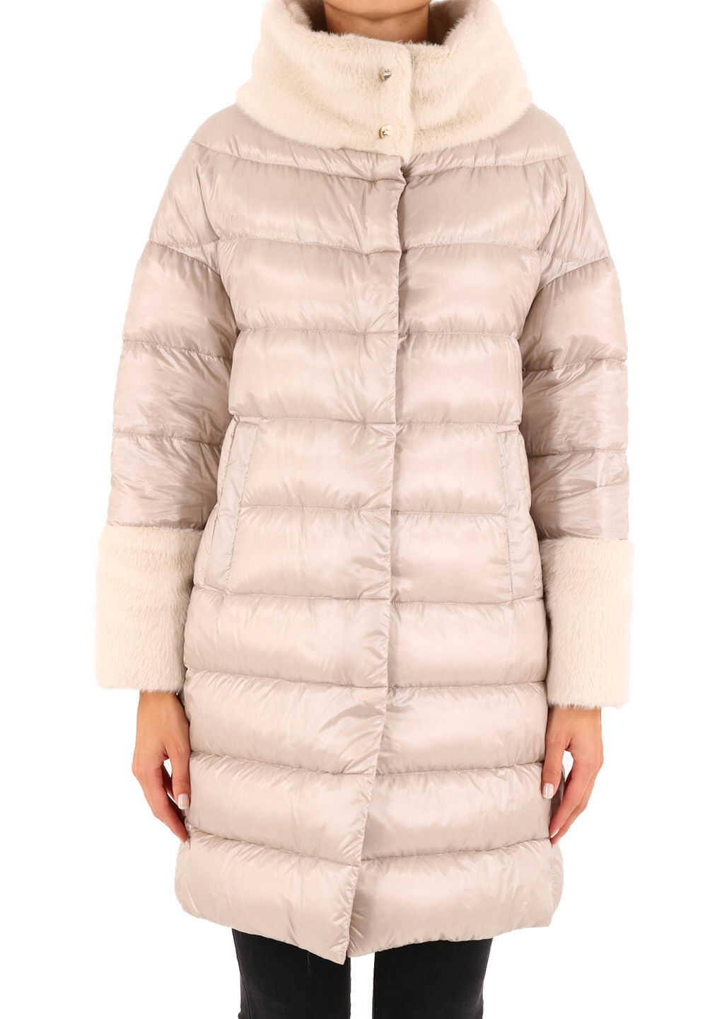 Herno Down Jacket With Ecofur Beige