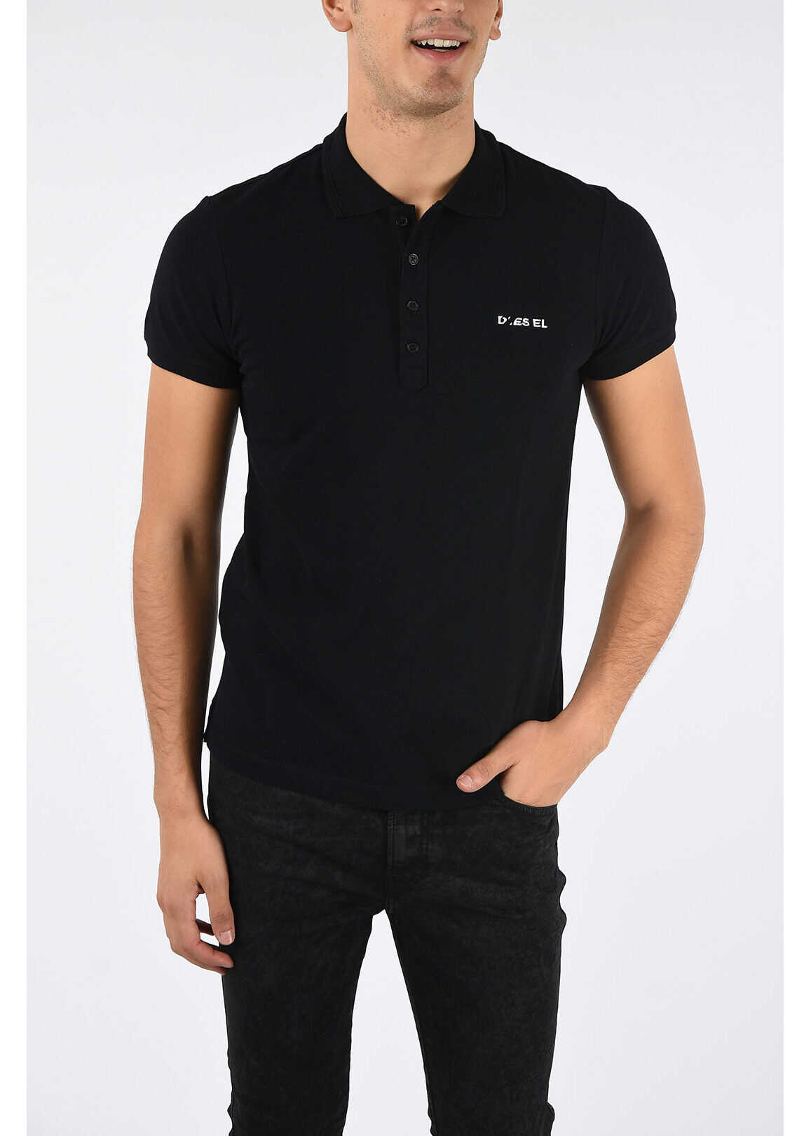 Diesel Embroidered T-HEAL-BROKEN-ST Polo BLACK