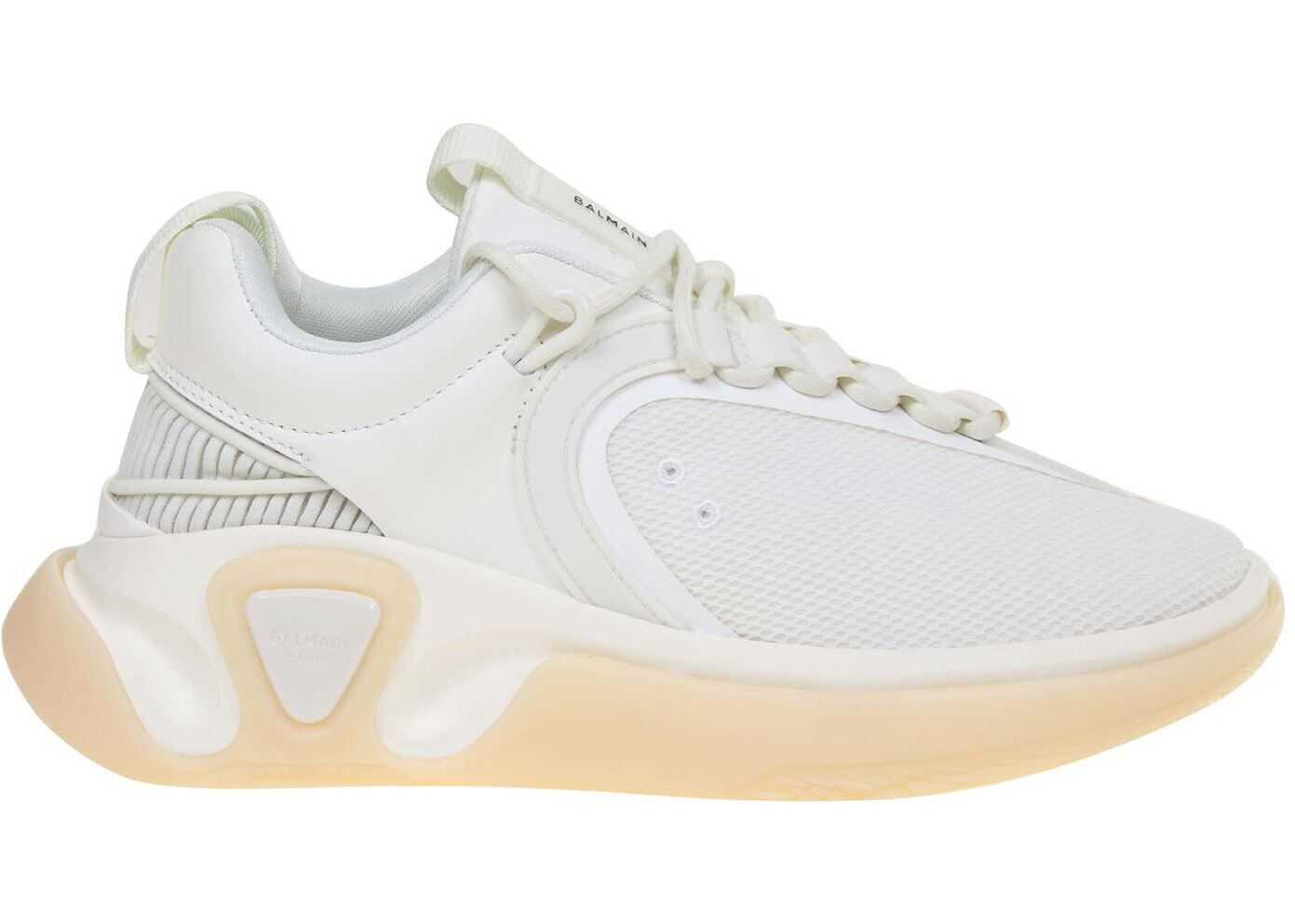 Balmain B Runner Sneakers In White Nylon White