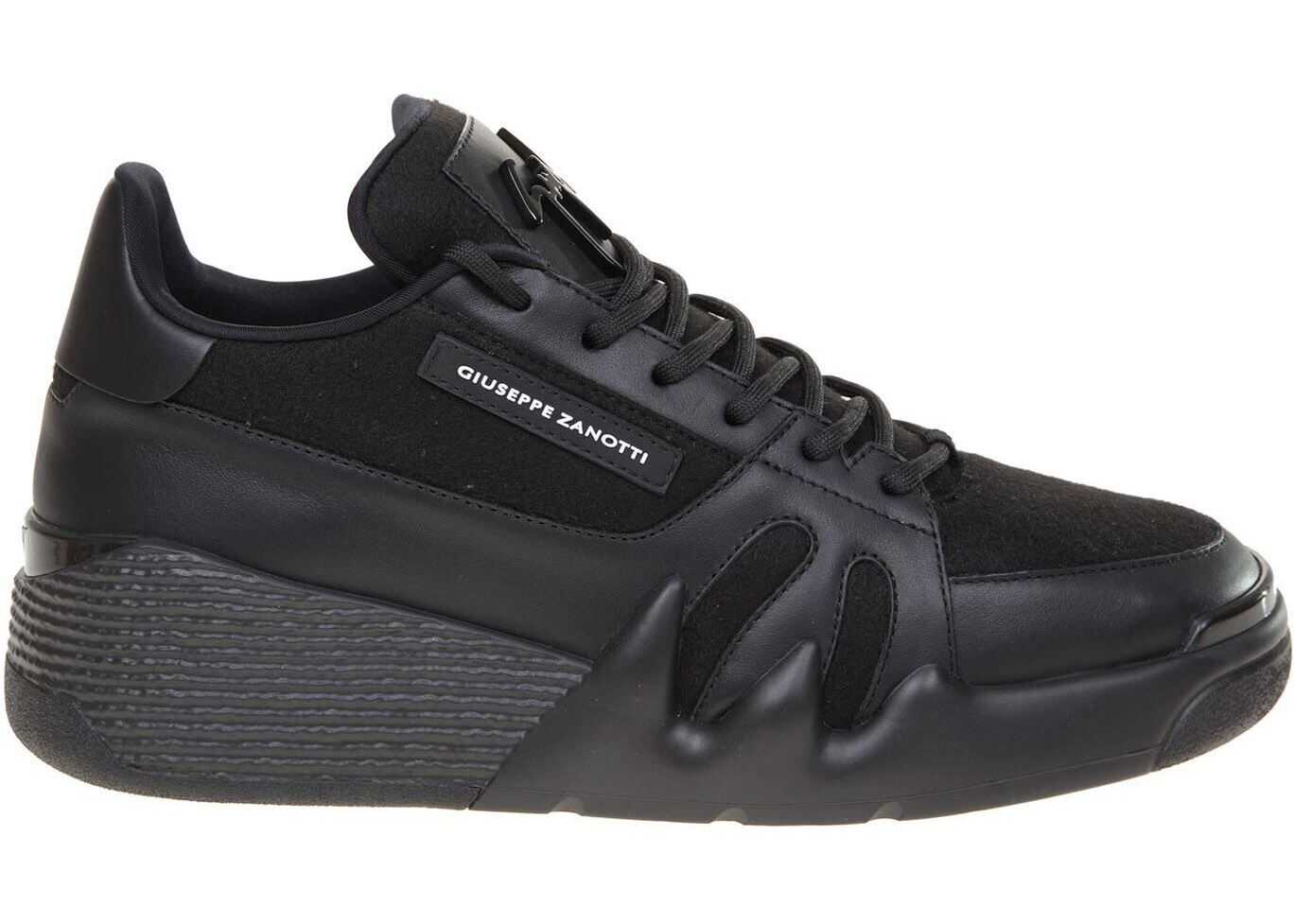 Giuseppe Zanotti Talon Sneakers In Black Calfskin And Fabric Black