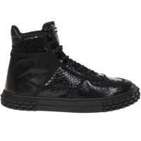 Sneakers Giuseppe Zanotti High Sneakers In Black Crocodile Print Calfskin