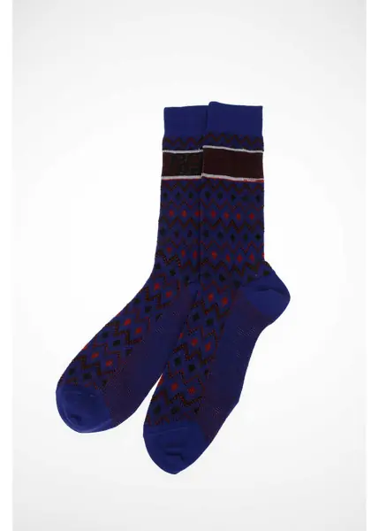 Sosete Prada Virgin Wool Chevron Socks Violet Barbati (BM 7963482) 2