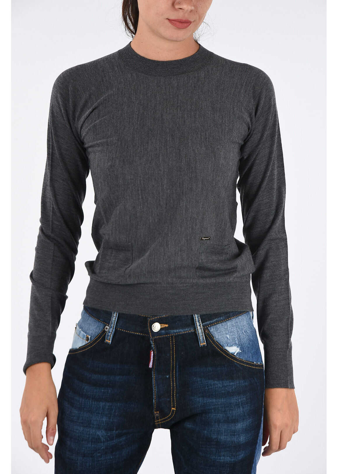 DSQUARED2 Wool Crew-Neck Sweater Gray