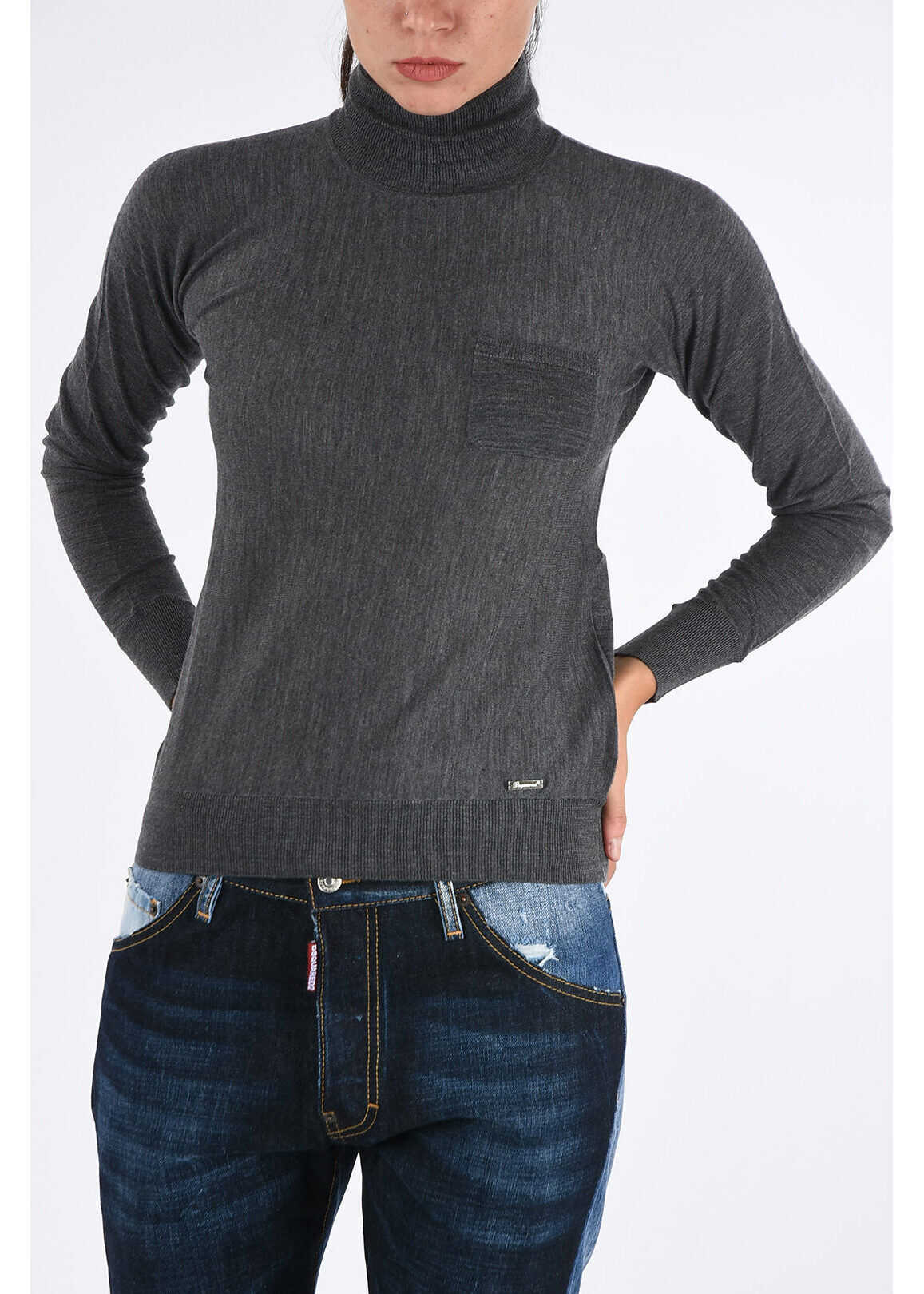 DSQUARED2 Wool Turtle-Neck Sweater Gray