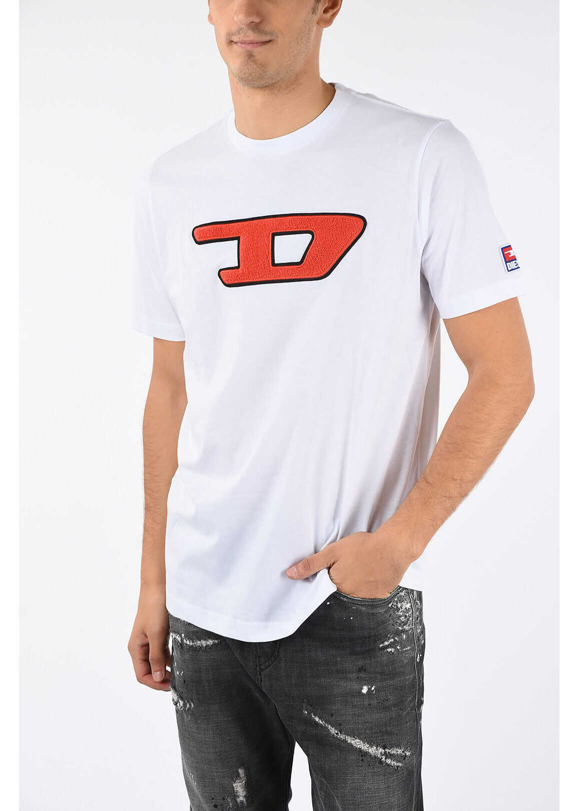 Diesel Embroiderd T-JUST-DIVISION-D T-shirt WHITE