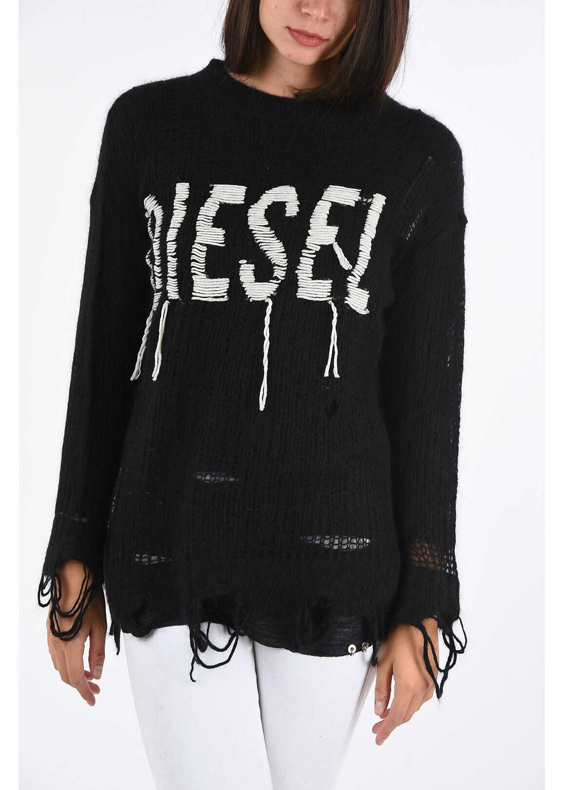 Diesel Logo Distressed M-ANDREA Sweater BLACK