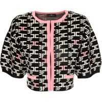 Cardigane Logo Cardigan In Black And Pink Femei