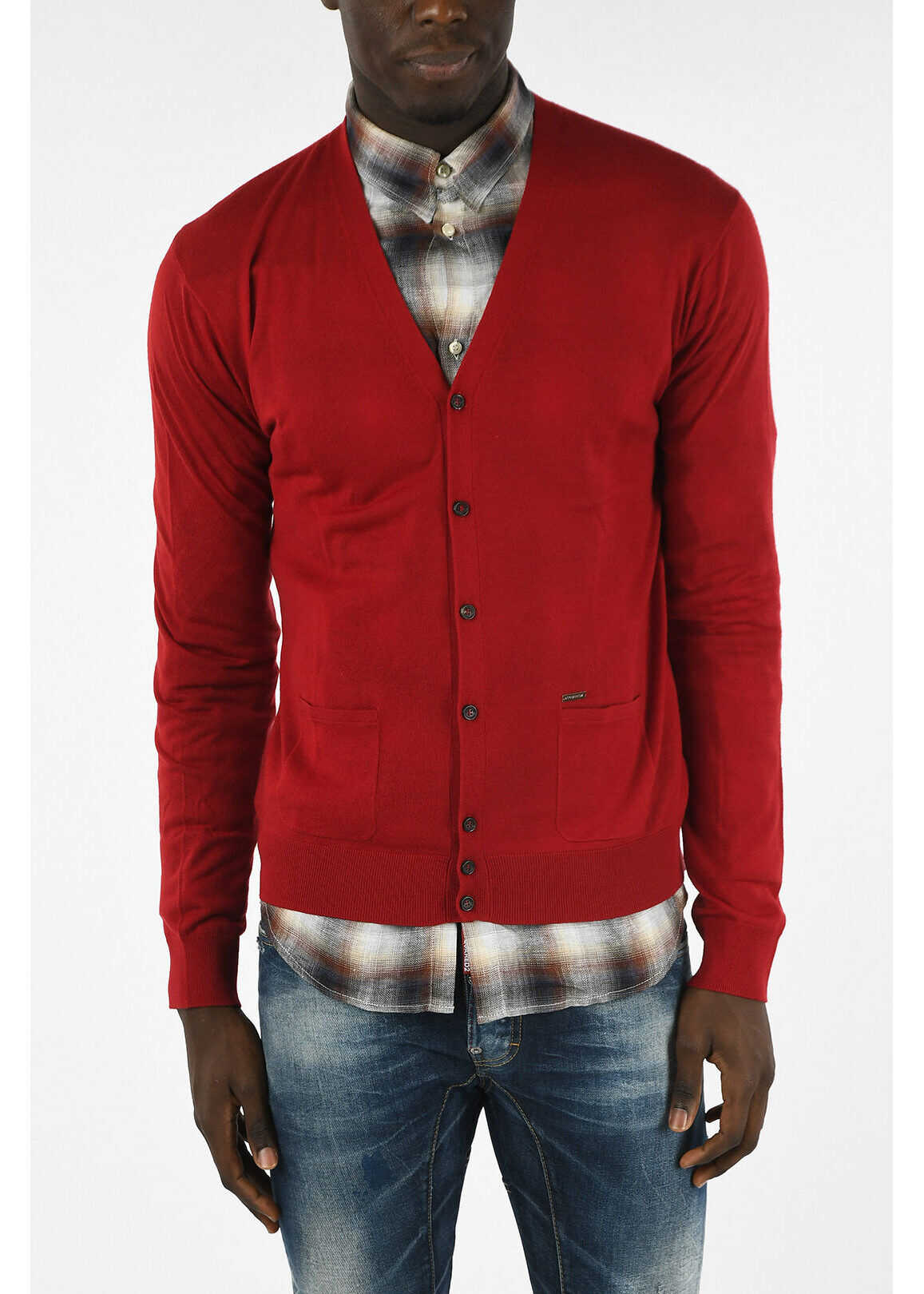 DSQUARED2 Wool V-Neck Cardigan RED
