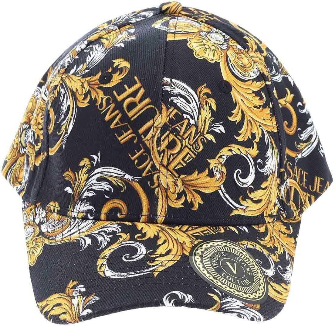 Versace Jeans Couture Logo Baroque Couture I Print Cap In Black Black