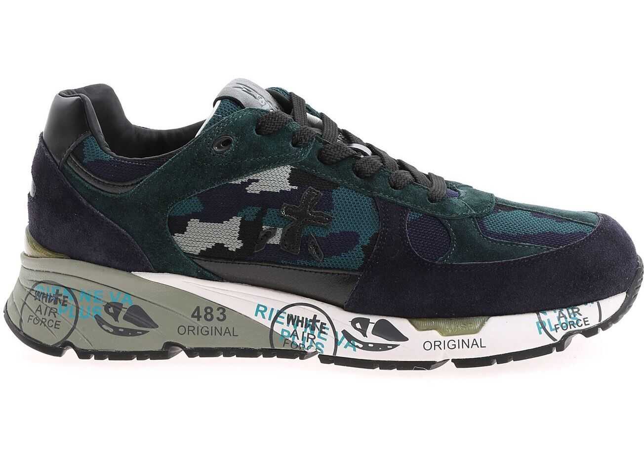 Premiata Mase Sneakers In Shades Of Blue And Green Blue