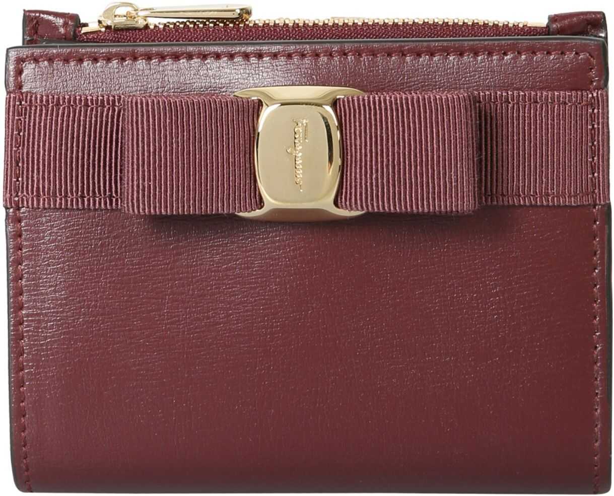 Salvatore Ferragamo Compact Wallet With Bow Vara BORDEAUX