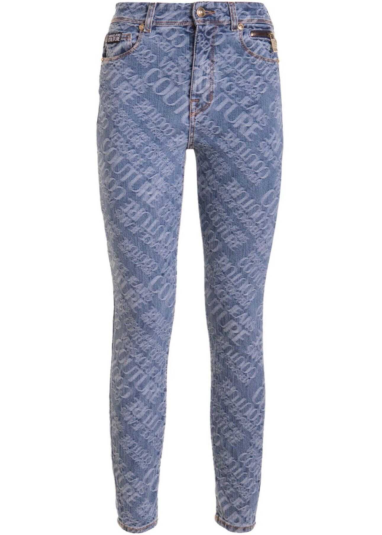 All Over Logo Skinny Jeans In Blue