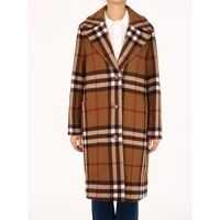 Paltoane Check Pattern Wool Coat Femei