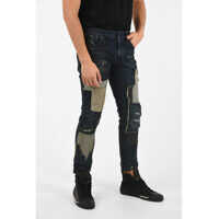 Blugi slim fit BLACK GOLD 17cm Jeans TYPE-2813D with Patches Barbati