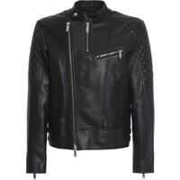 Geci de piele Lambskin Biker Jacket In Black Barbati